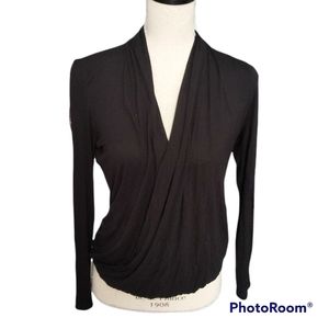 Artizia Babaton Black Wrap Around LS Top Small